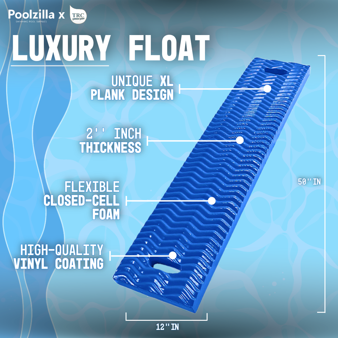 Poolzilla Noodle Plank Pool Float - 50’’ Lounger for Pools, Spas, and Padded Poolside Seating