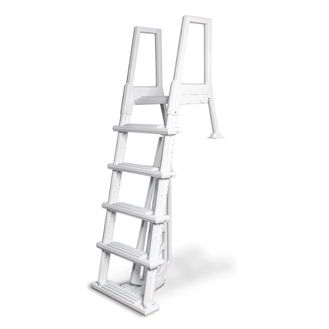 Poolzilla Pool Step Ladder for Above Ground Pools - Deck Mounted Ladder w/Wide Non Skid Platform - for 48’’ to 54’’ in. Above Ground Pools
