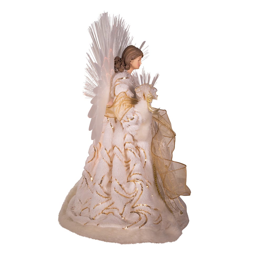 Kurt S. Adler 16“ Color Changing LED Fiber-Optic Gold & White Angel Treetop