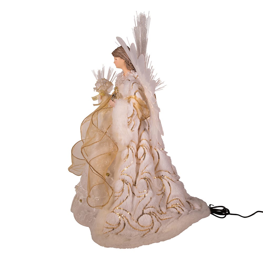 Kurt S. Adler 16“ Color Changing LED Fiber-Optic Gold & White Angel Treetop