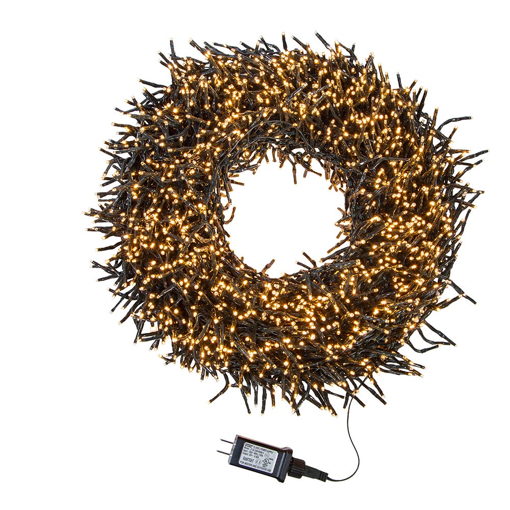 Kurt S. Adler 98' 3,000L Classic White 3MM LED Multifunction Cluster Garland With Green Wire