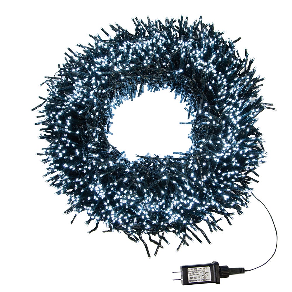 Kurt S. Adler 98' 3,000L Cool White 3MM LED Multifunction Cluster Garland With Green Wire