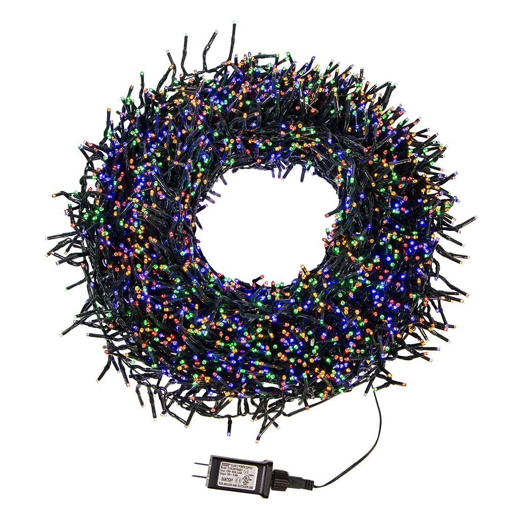 Kurt S. Adler 98' 3,000L Multicolor 3MM LED Multifunction Cluster Garland With Green Wire