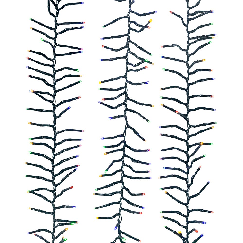 Kurt S. Adler 98' 3,000L Multicolor 3MM LED Multifunction Cluster Garland With Green Wire