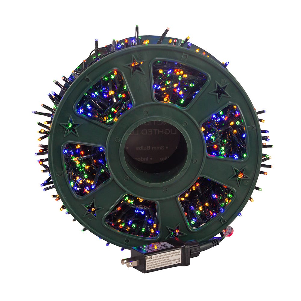 Kurt S. Adler 98' 1,200L Multicolor 3MM LED Multifunction Rice Lights With Green Wire On Spool
