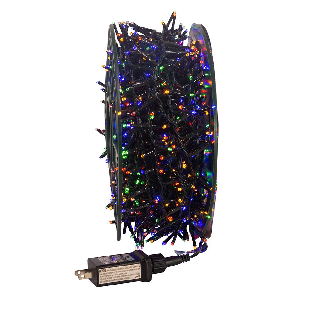 Kurt S. Adler 98' 1,200L Multicolor 3MM LED Multifunction Rice Lights With Green Wire On Spool