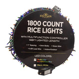 Kurt S. Adler 148' 1,800L Multicolor 3MM LED Multifunction Rice Lights With Green Wire On Spool