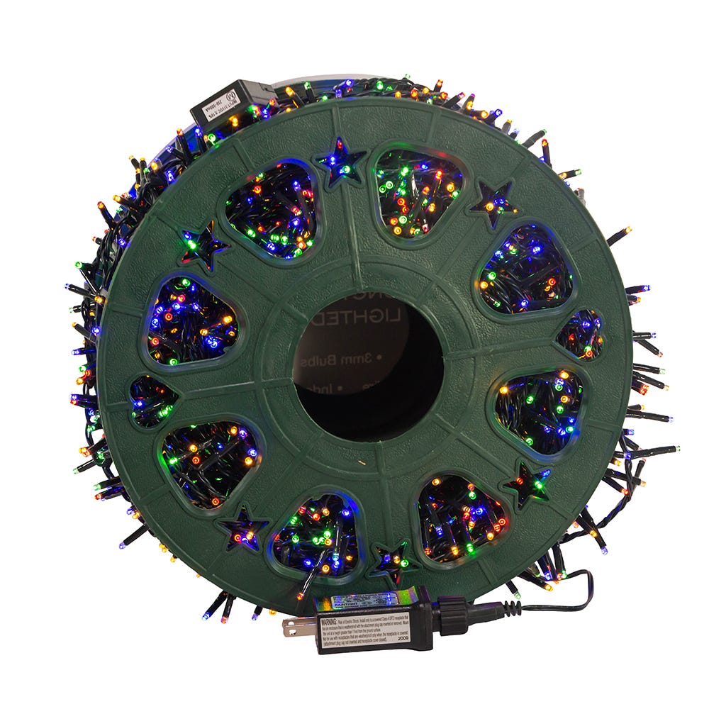 Kurt S. Adler 148' 1,800L Multicolor 3MM LED Multifunction Rice Lights With Green Wire On Spool
