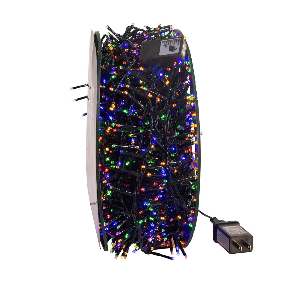 Kurt S. Adler 148' 1,800L Multicolor 3MM LED Multifunction Rice Lights With Green Wire On Spool