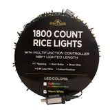 Kurt S. Adler 148' 1,800L Warm White LED Multifunction Rice Lights With Green Wire On Spool