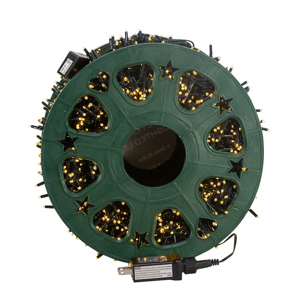 Kurt S. Adler 148' 1,800L Warm White LED Multifunction Rice Lights With Green Wire On Spool