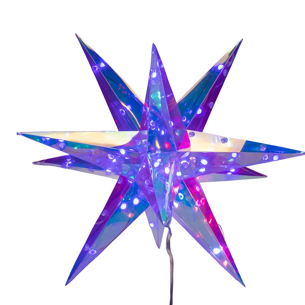 Kurt S. Adler 14.5“ Lighted Magical Iridescence Holographic Foldable Starburst + Remote