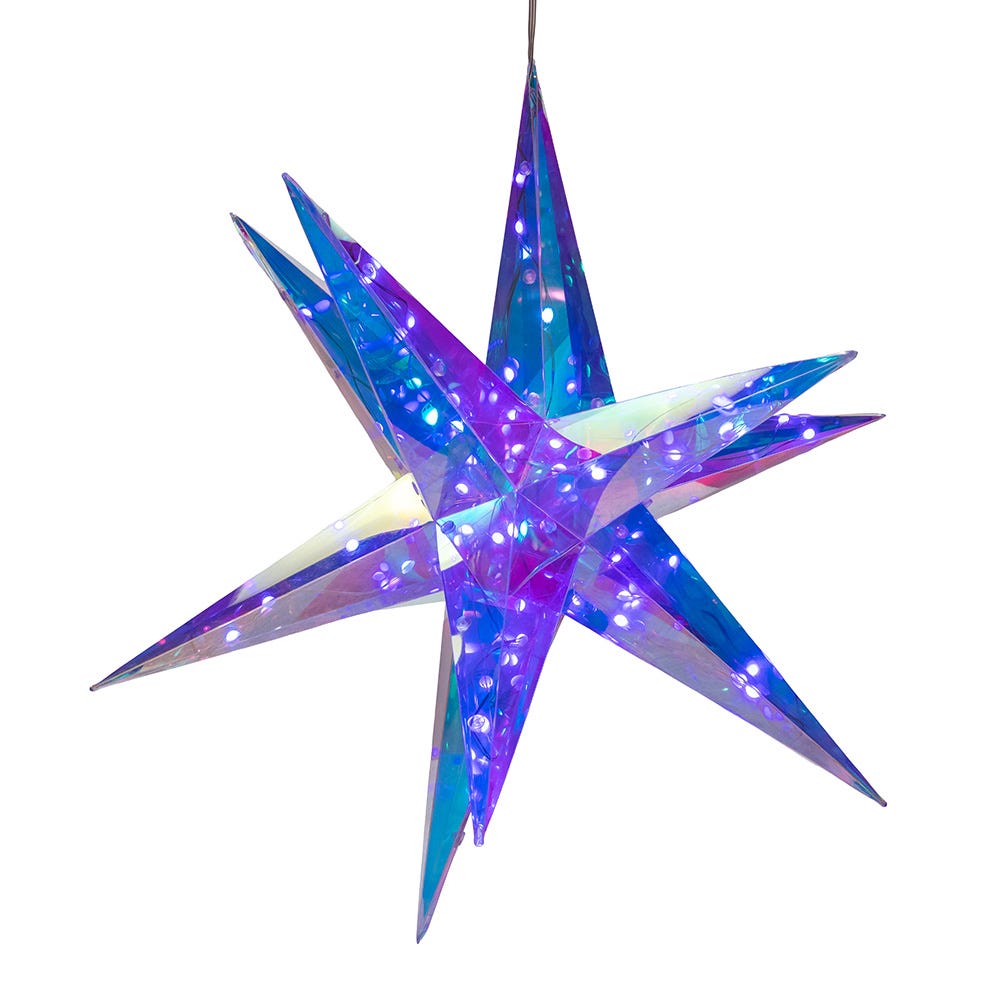 Kurt S. Adler 19.25“ Lighted Magical Iridescence Holographic Foldable Starburst + Remote