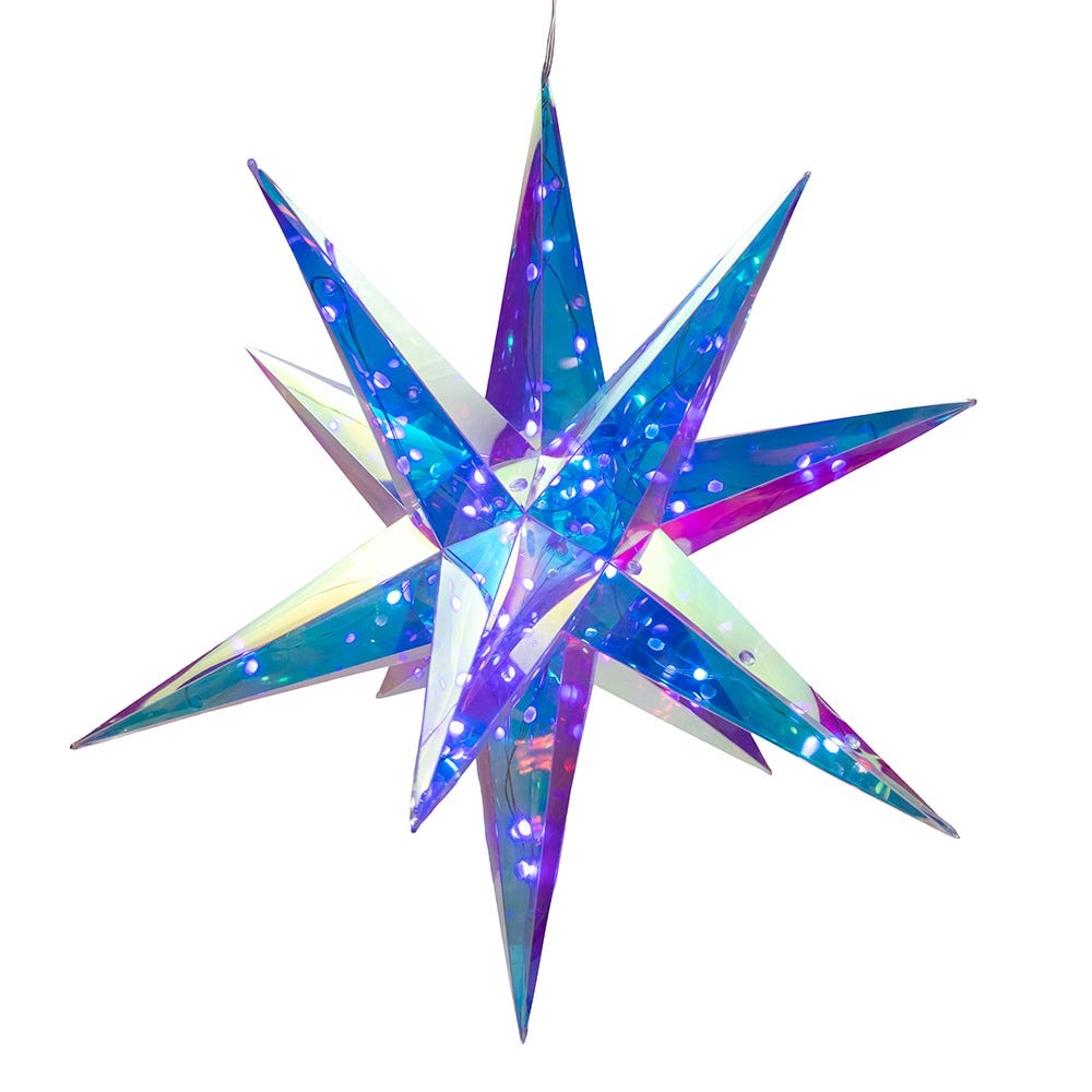 Kurt S. Adler 19.25“ Lighted Magical Iridescence Holographic Foldable Starburst + Remote