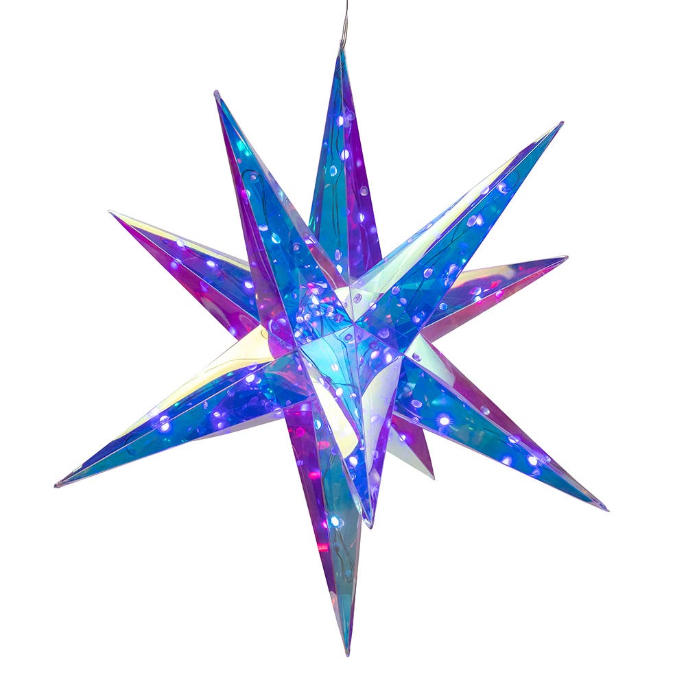 Kurt S. Adler 19.25“ Lighted Magical Iridescence Holographic Foldable Starburst + Remote