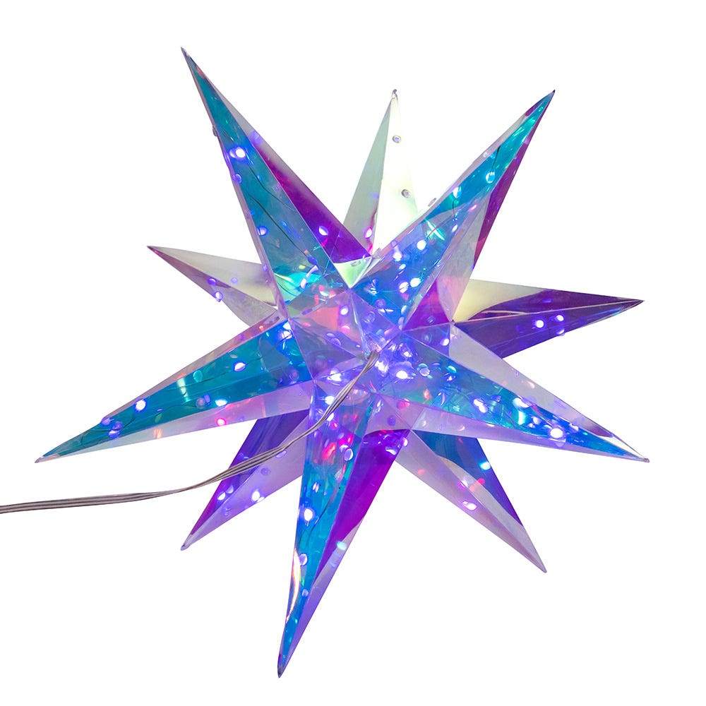 Kurt S. Adler 19.25“ Lighted Magical Iridescence Holographic Foldable Starburst + Remote