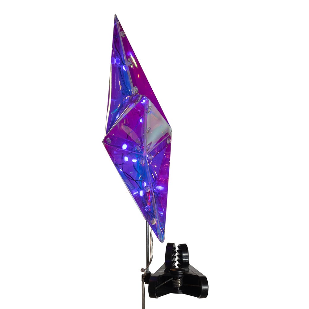 Kurt S. Adler 13.25“ Lighted Magical Iridescence Holographic Star Treetop + Remote