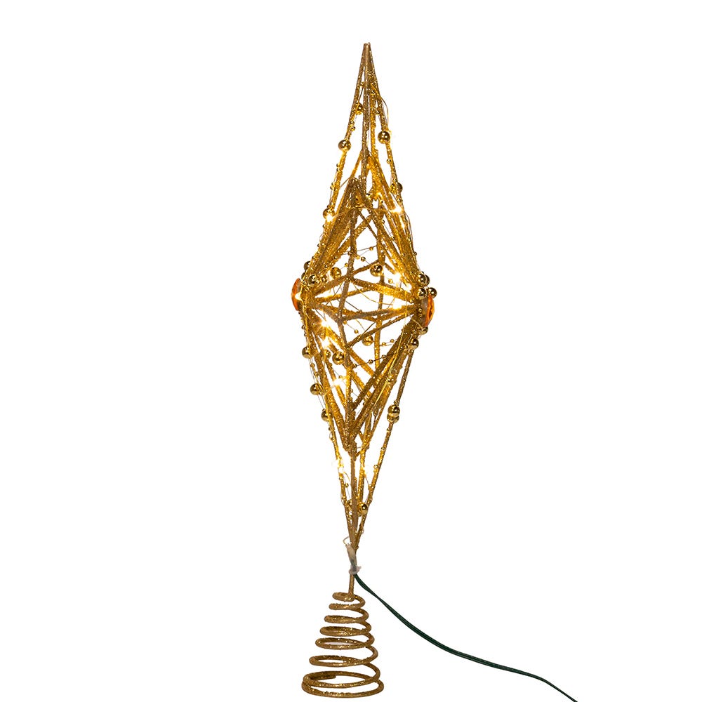 Kurt S. Adler 15.5“ 30L Warm White Fairy LED Gold Star Treetop