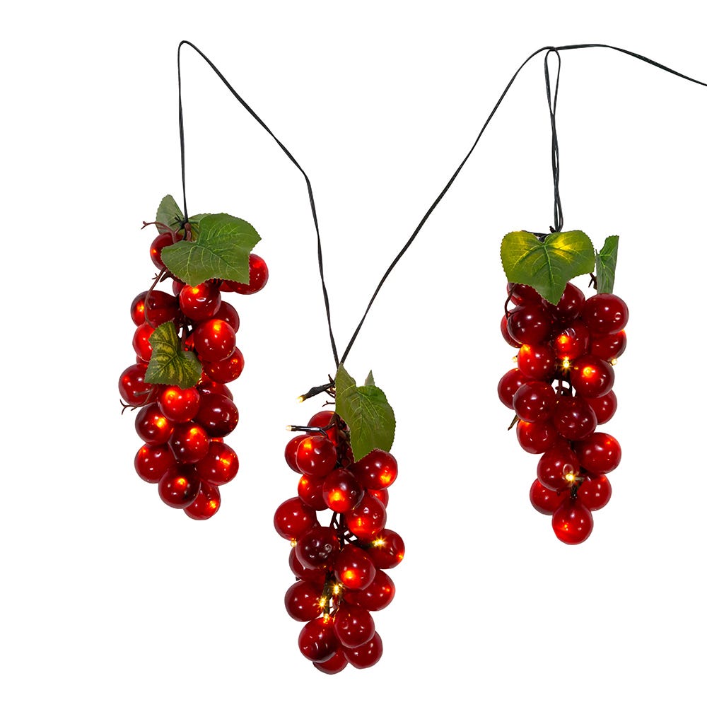 Kurt S. Adler 6' 75L Large Purple Grape Cluster LED Light Set With Green Wire