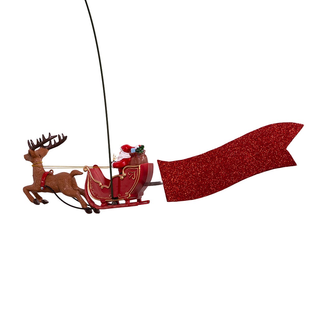 Kurt S. Adler 19.7“ 5L Warm White LED Star With Rotating Santa and Sleigh Treetop