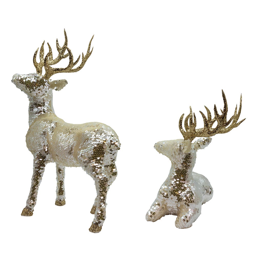 Kurt S. Adler Shiny Gold Standing & Lying Deer Table Pieces, 2 Assorted