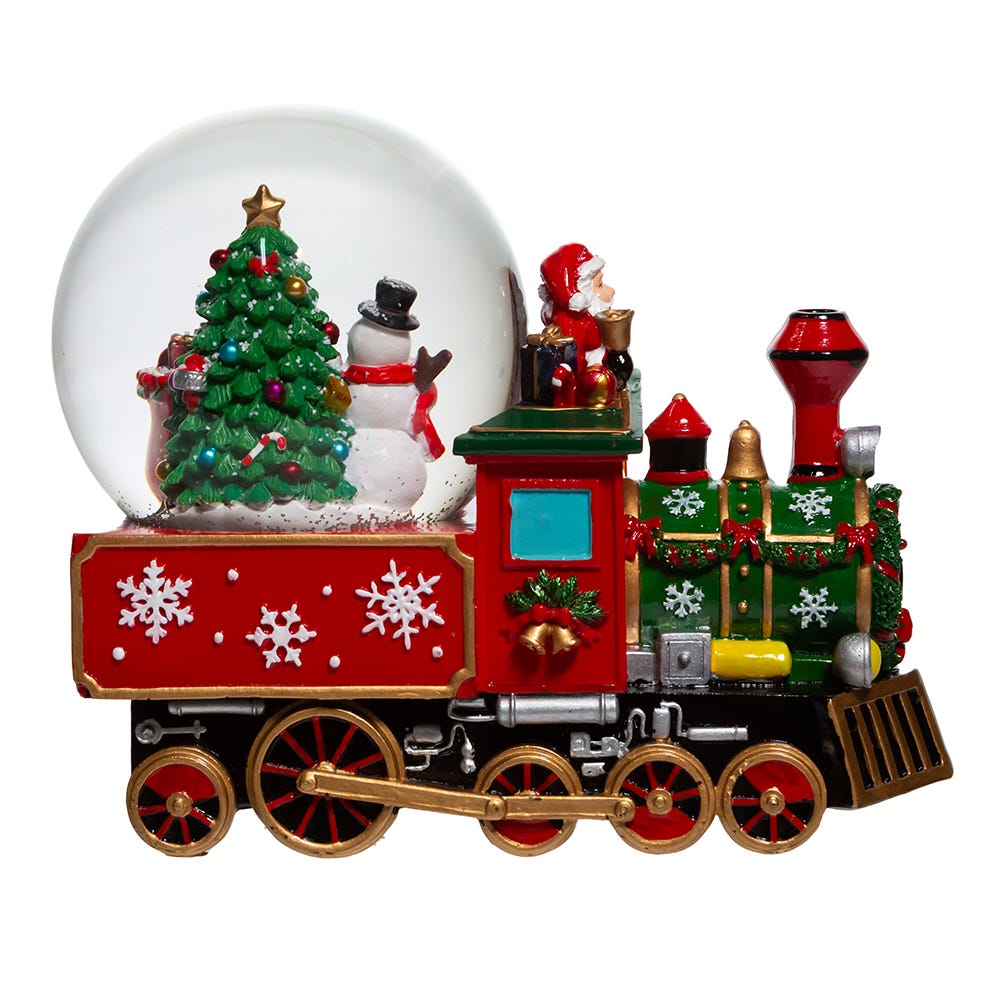 Kurt S. Adler 120MM Musical Santa Driving Train Water Globe