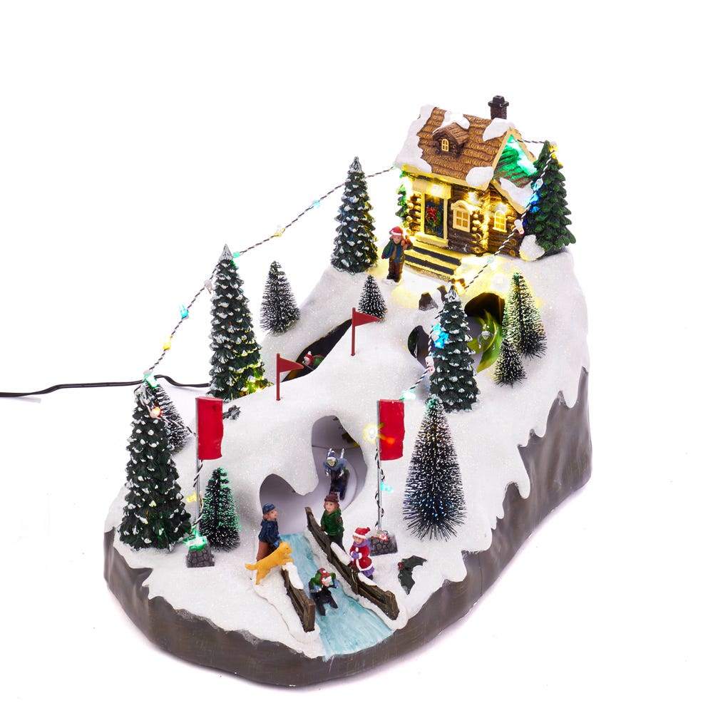 Kurt S. Adler Battery-Operated LED Musical Skiing Village