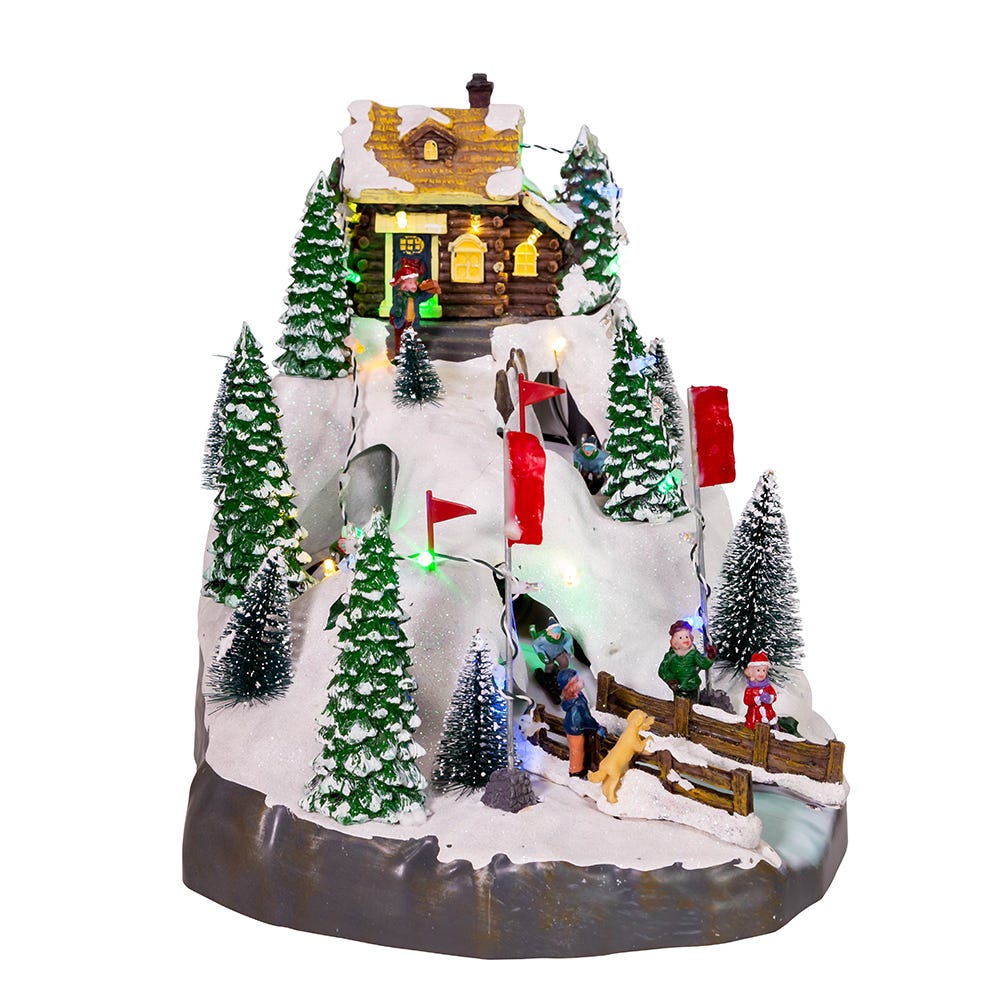 Kurt S. Adler Battery-Operated LED Musical Skiing Village