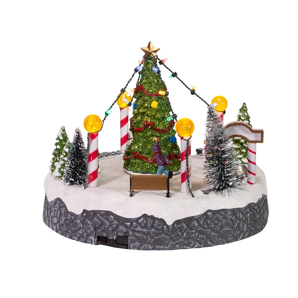 Kurt S. Adler Battery-Operated Musical LED Lighted Ice Rink With Trees Tabletop
