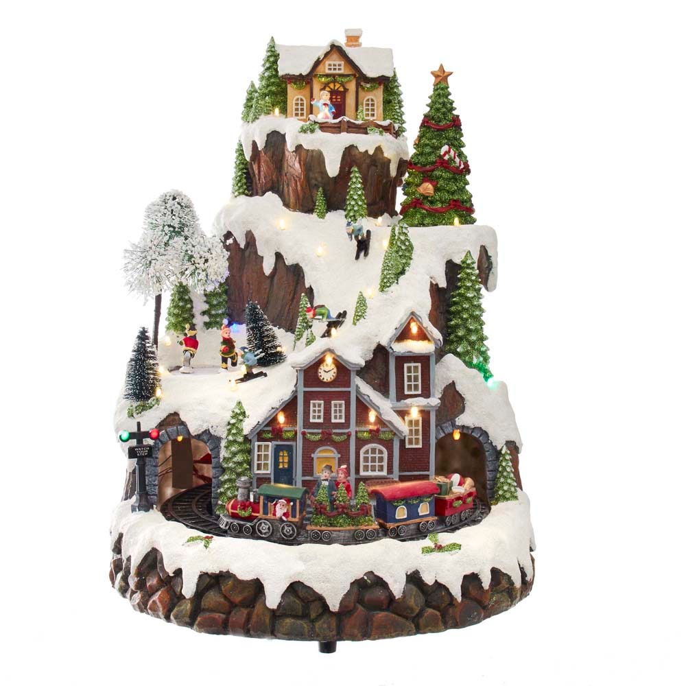 Kurt S. Adler Battery-Operated Musical LED Mountain Village Table Piece