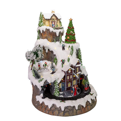 Kurt S. Adler Battery-Operated Musical LED Mountain Village Table Piece