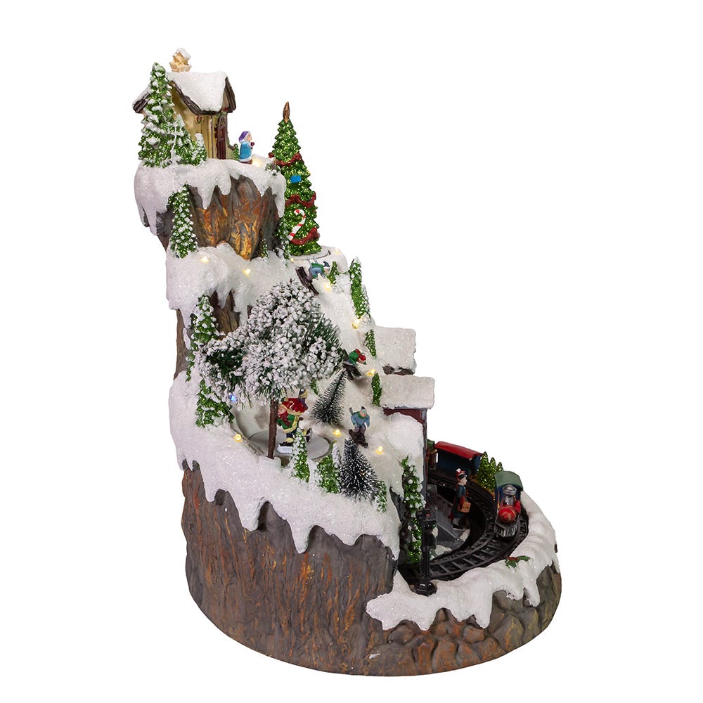 Kurt S. Adler Battery-Operated Musical LED Mountain Village Table Piece