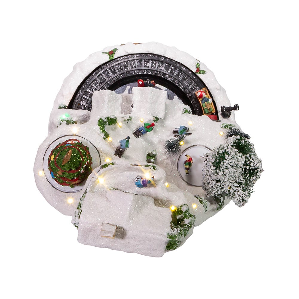 Kurt S. Adler Battery-Operated Musical LED Mountain Village Table Piece