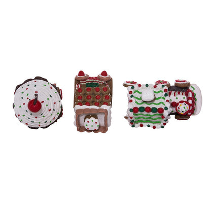 Kurt S. Adler 4.3“ Battery-Operated LED Claydough Gingerbread Train, 3 Piece Set