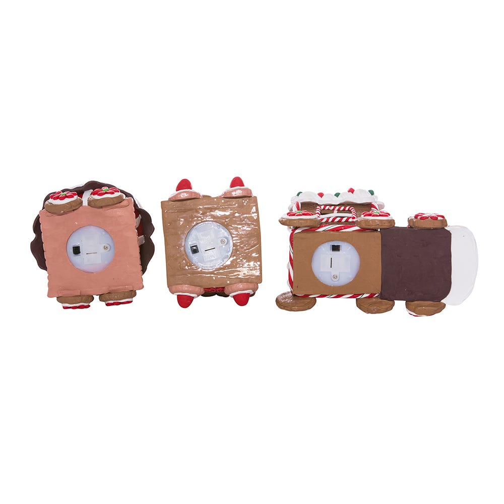 Kurt S. Adler 4.3“ Battery-Operated LED Claydough Gingerbread Train, 3 Piece Set