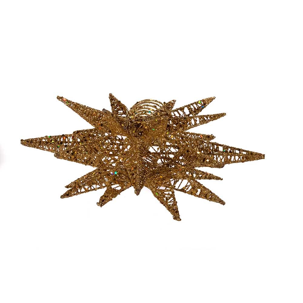 Kurt S. Adler 16.5“ Un-Lit Gold Glitter Wire 3D Star Treetop