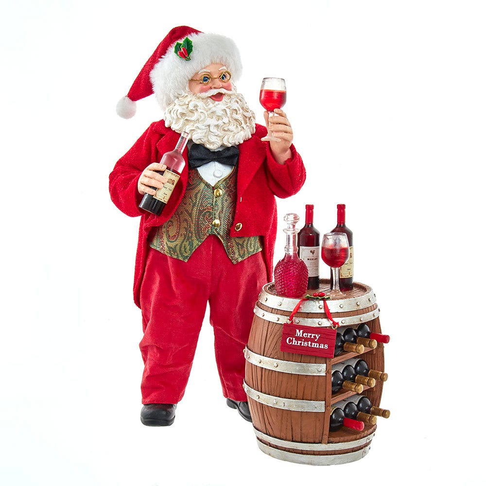 Kurt S. Adler 10.5“ Fabriché™ Wine Tasting Santa, 2-Piece Set