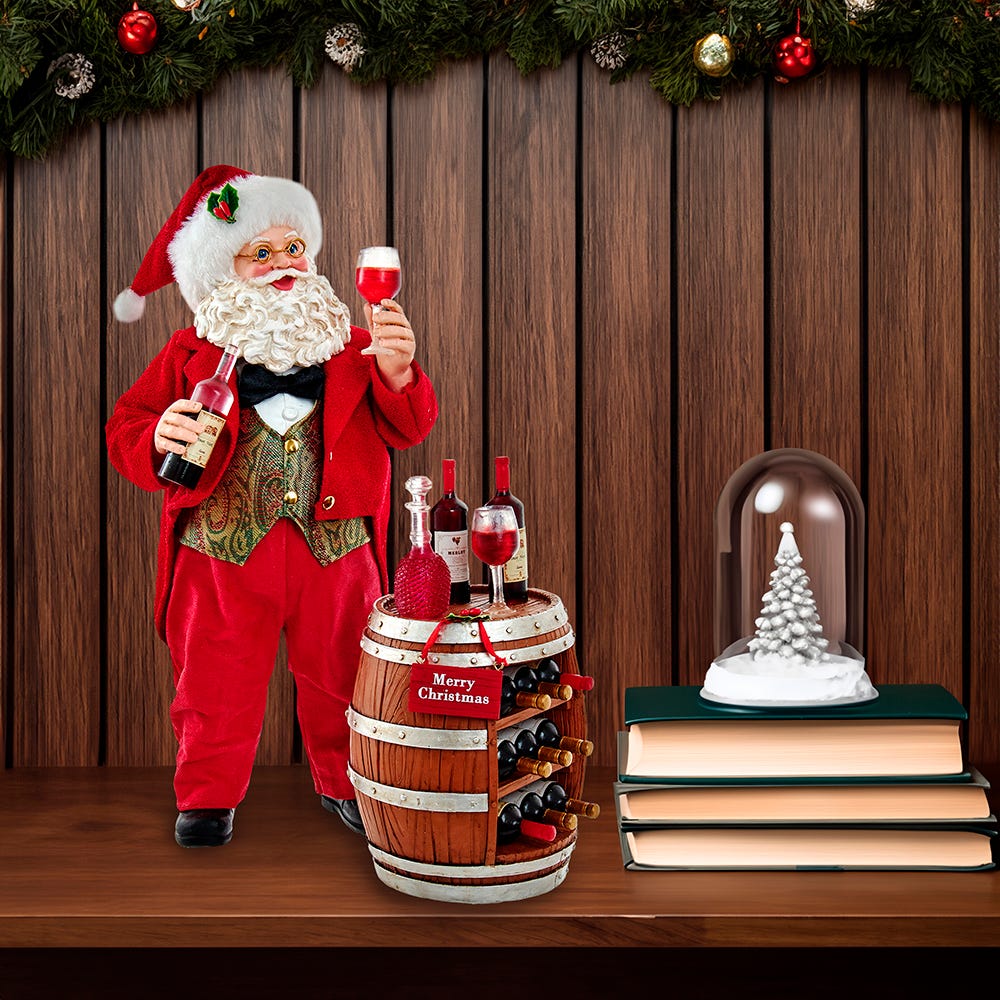 Kurt S. Adler 10.5“ Fabriché™ Wine Tasting Santa, 2-Piece Set