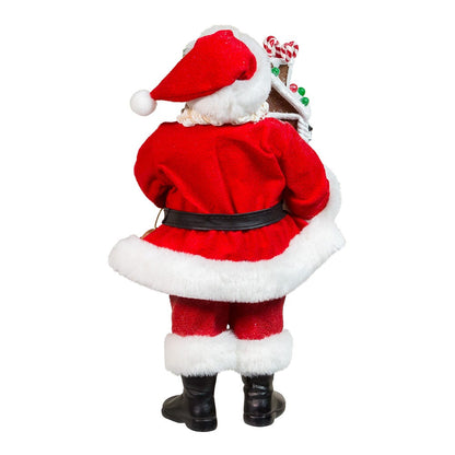 Kurt S. Adler 12“ Fabriché™ Battery-Operated Santa With Light-Up Gingerbread House