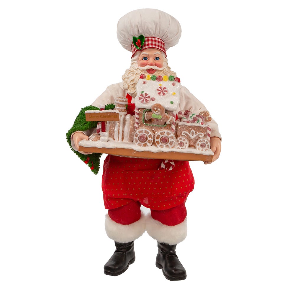Kurt S. Adler 11“ Fabriché™ Chef Santa with Gingerbread Train
