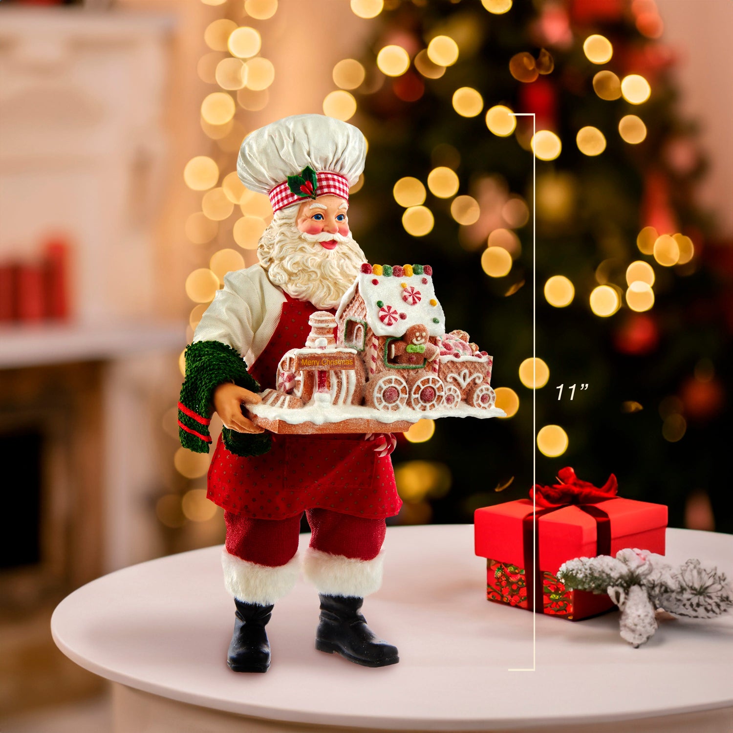 Kurt S. Adler 11“ Fabriché™ Chef Santa with Gingerbread Train