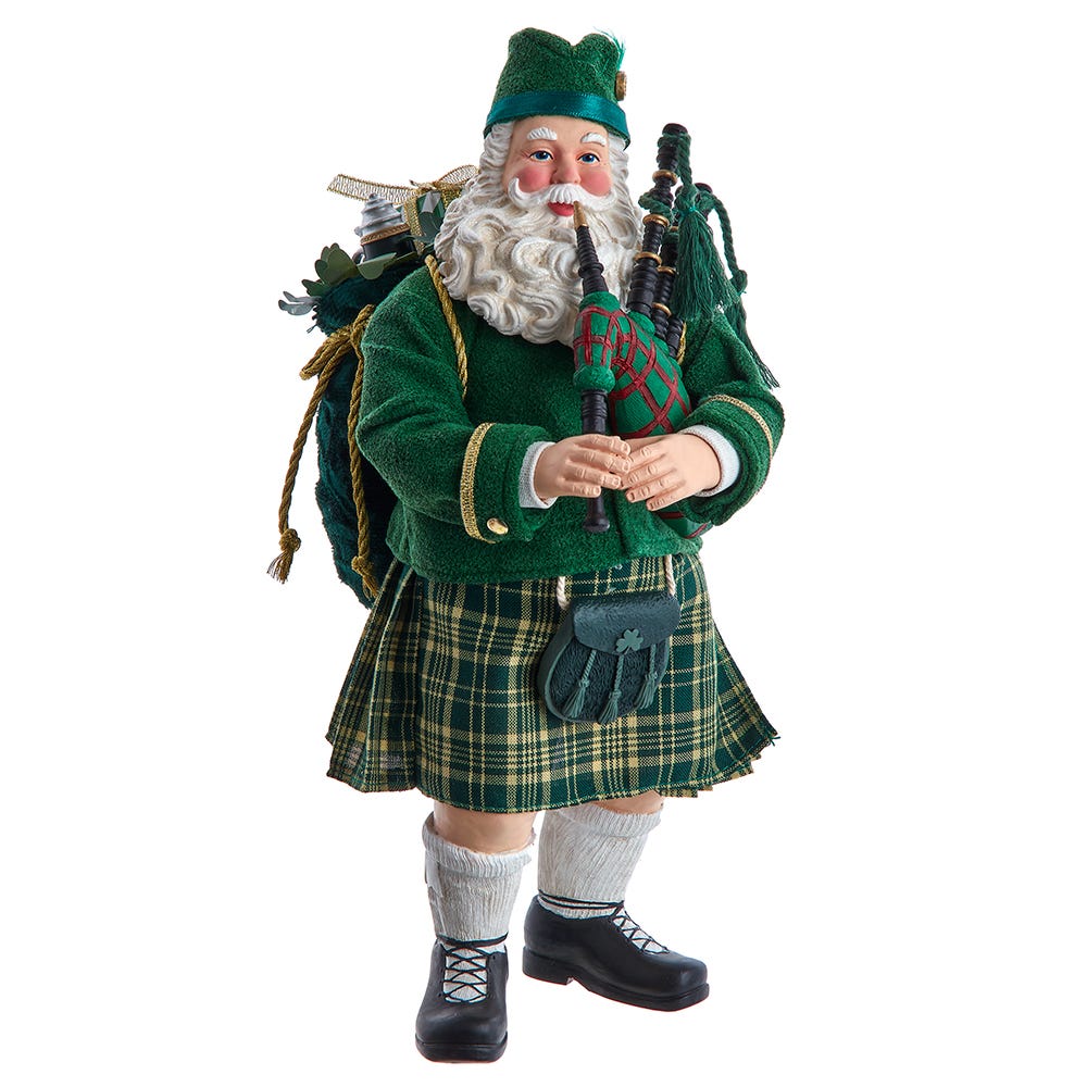 Kurt S. Adler 10.5“ Fabriché™ Musical Irish Bagpiper Santa