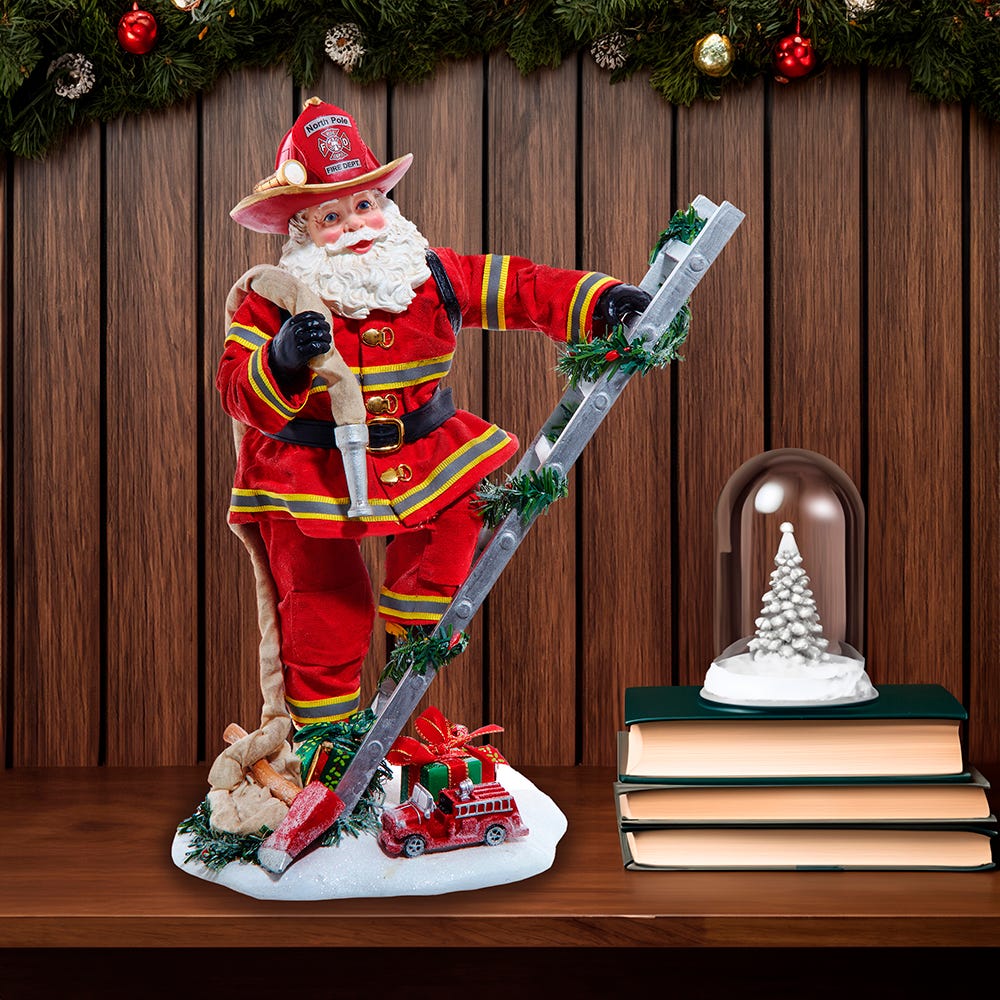 Kurt S. Adler 11.5“ Fabriché™ Fireman Santa On Ladder