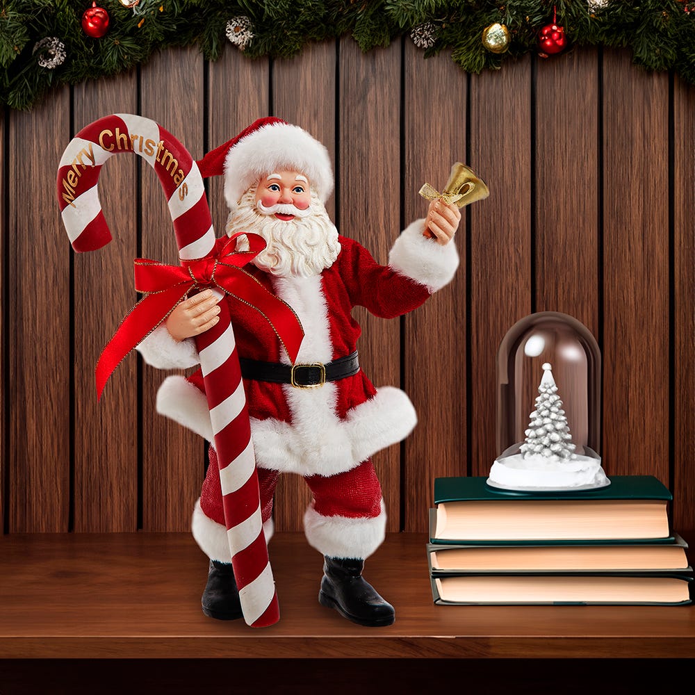Kurt S. Adler 10.5“ Fabriché™ Santa With Oversized Candy Cane