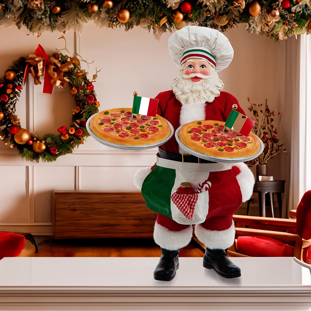 Kurt S. Adler 11“ Fabriché™ Chef Santa With Two Pizza's
