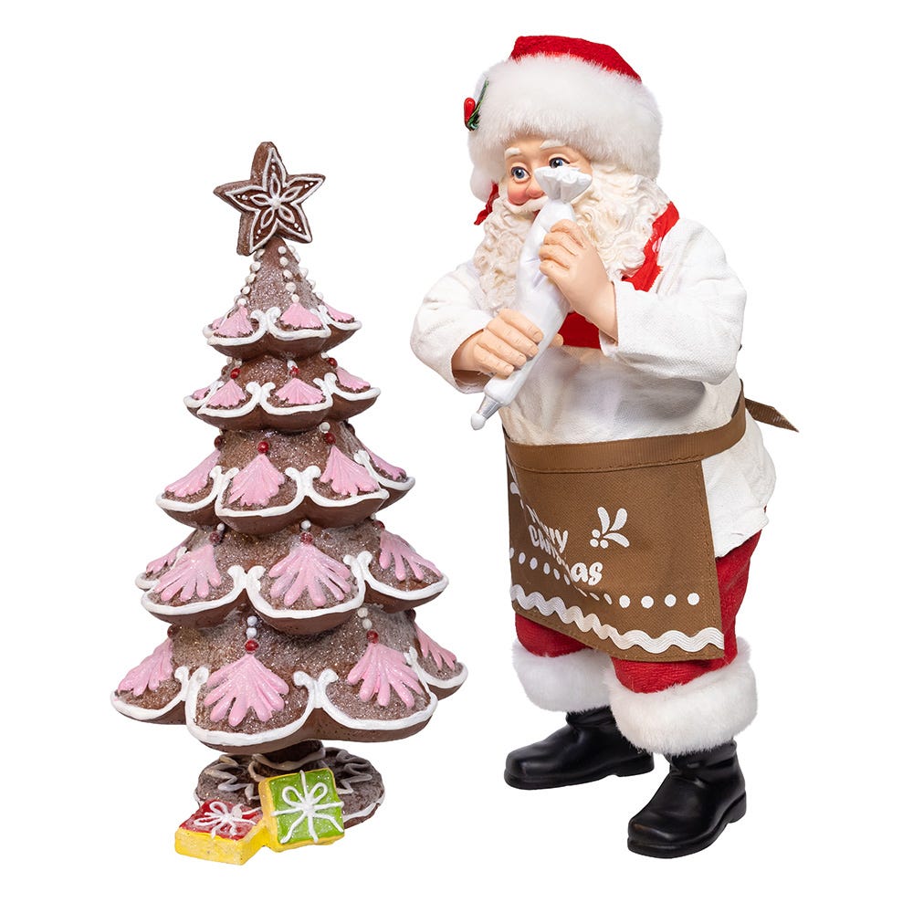 Kurt S. Adler 10.5“ Fabriché™ Santa Decorating Gingerbread Tree, 2-Piece Set