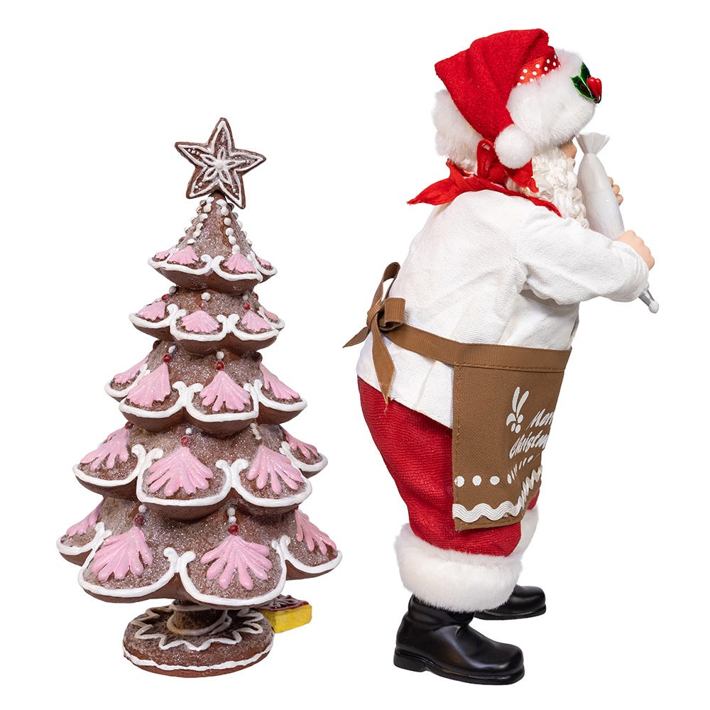 Kurt S. Adler 10.5“ Fabriché™ Santa Decorating Gingerbread Tree, 2-Piece Set