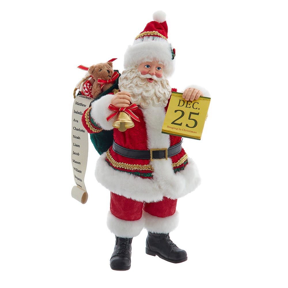 Kurt S. Adler 10.5“ Fabriché™ Traditional Santa With December 25th Calendar