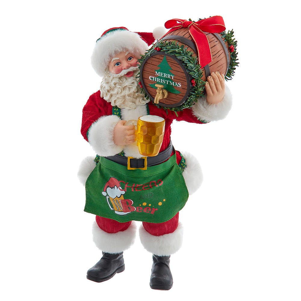 Kurt S. Adler 10.5“ Fabriché™ Beer Santa With Barrel