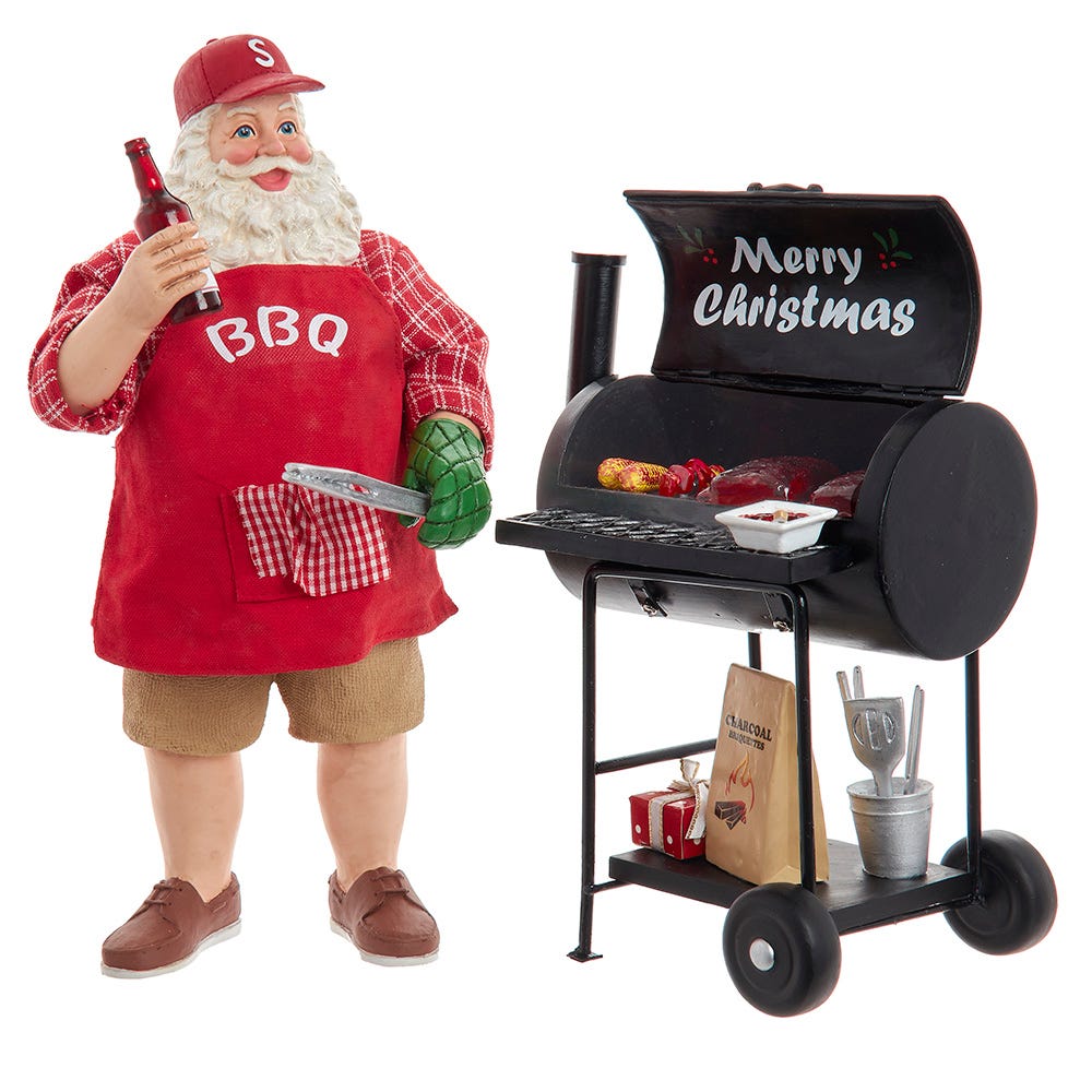 Kurt S. Adler 10.75“ Fabriché™ Santa With Barbecue Grill, 2-Piece Set